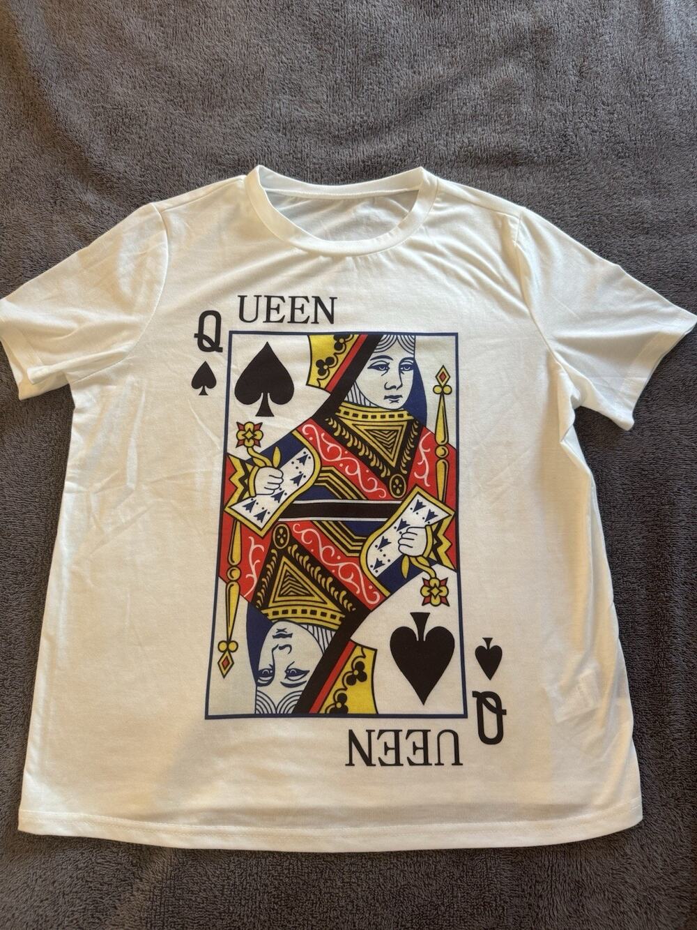 Queen of Spades Graphic T-Shirt Halloween Costume Playing Card Grunge E-girl Alt